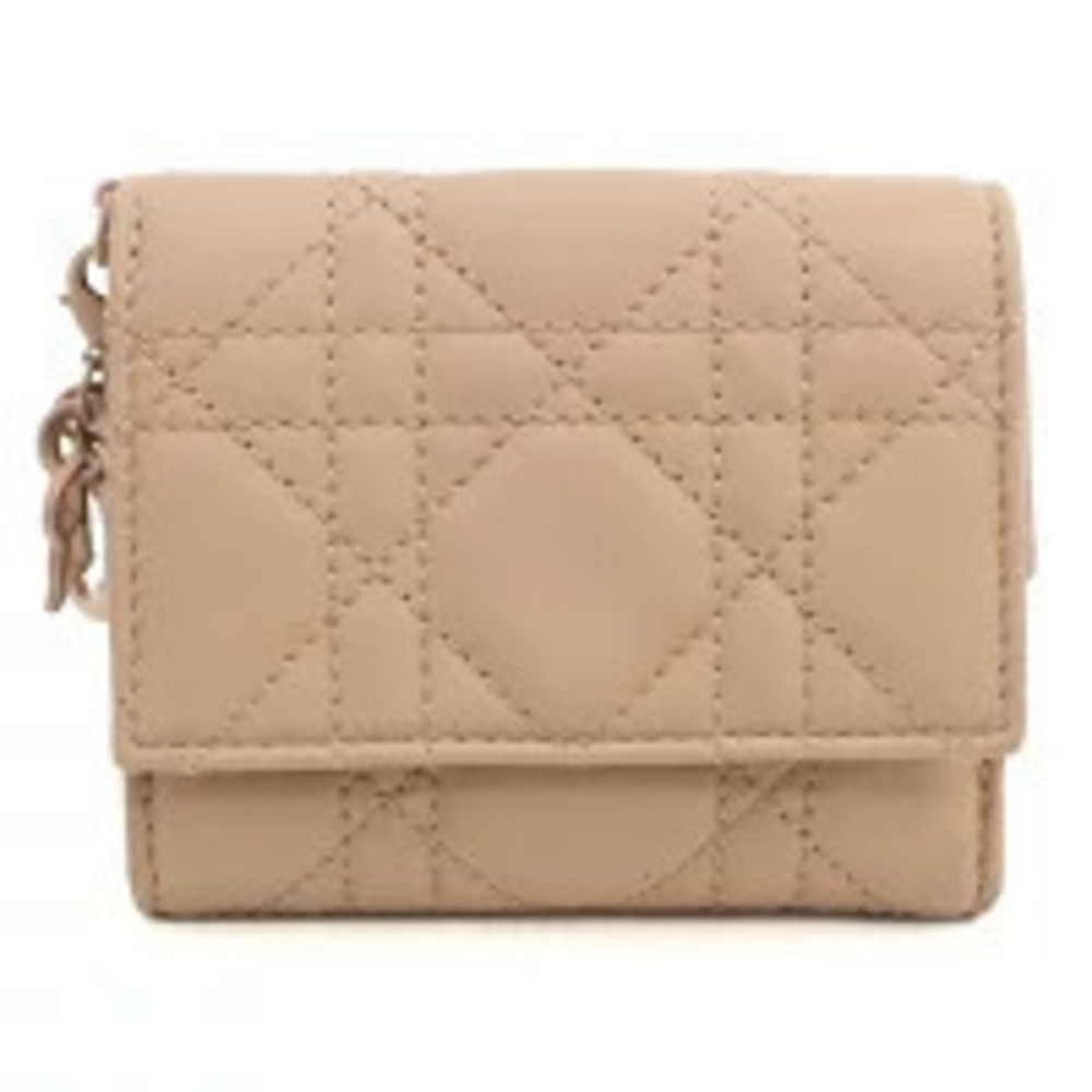 Christian Dior Tri fold Wallet Compact Lotus Beige Cream